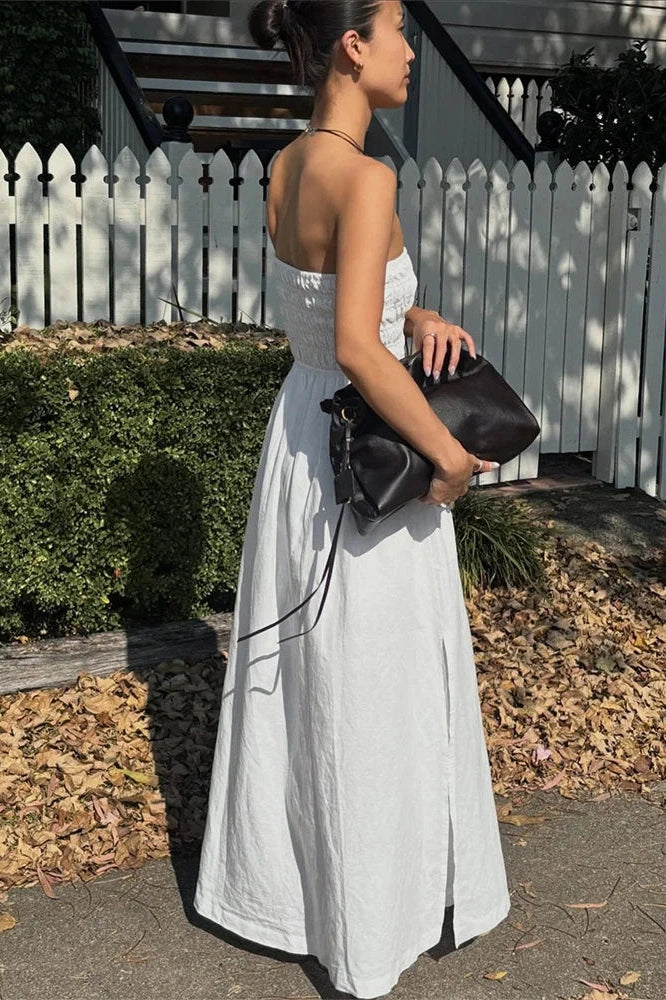 Glorol - Backless Patchwork High Waist Maxi Dress