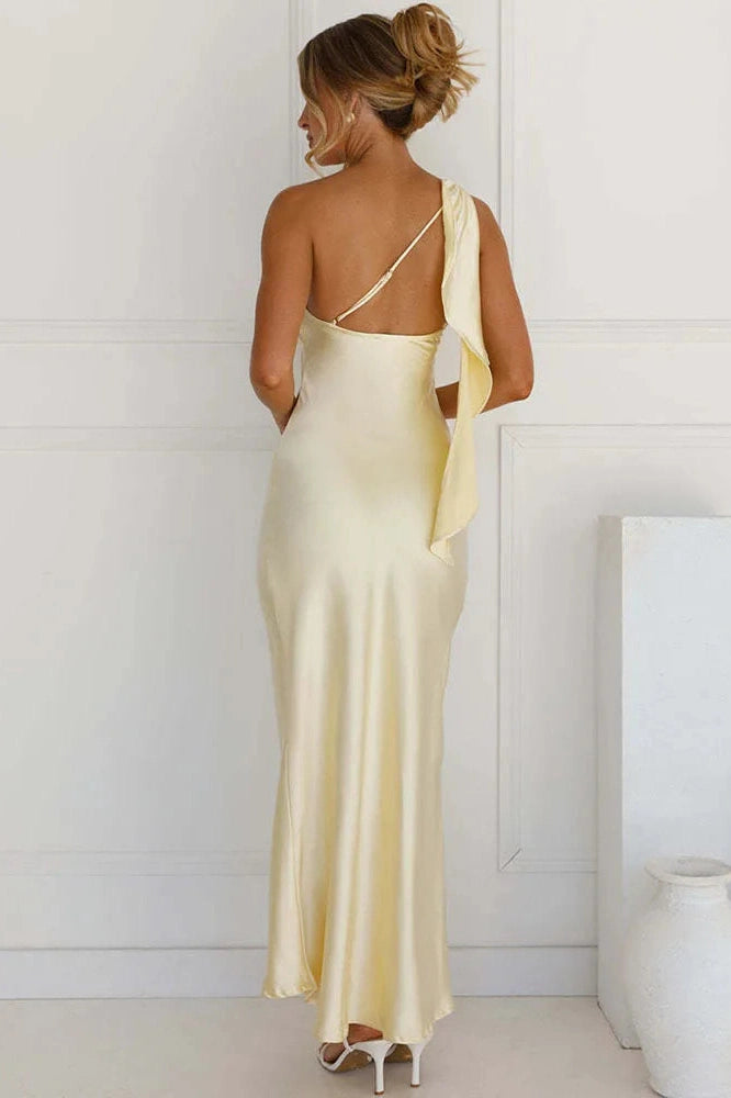 Glorol - One Shoulder Backless Sleeveless High Split Maxi Dress