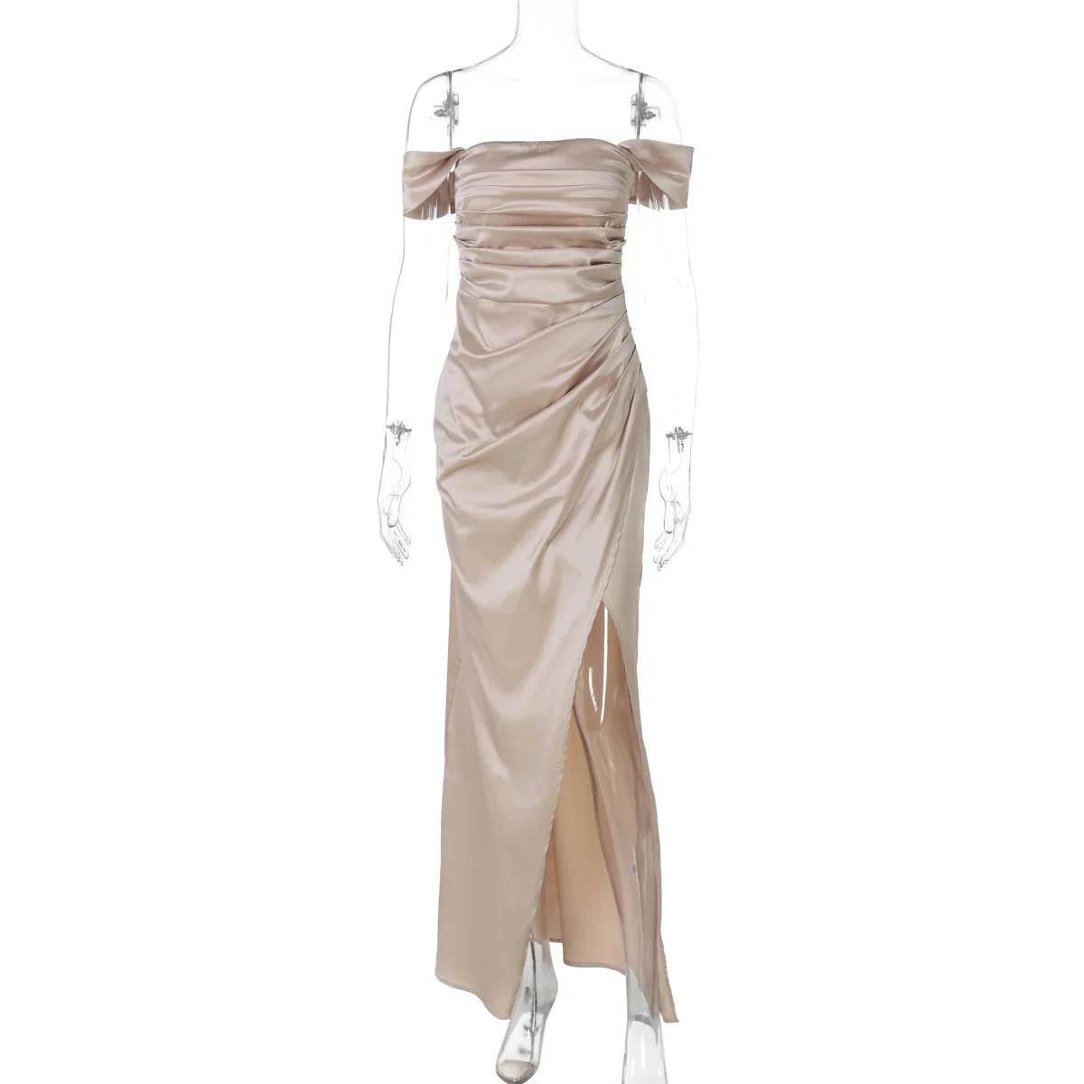 Glorol - Off Shoulder Lace Up Slim Sleeveless Maxi Dress