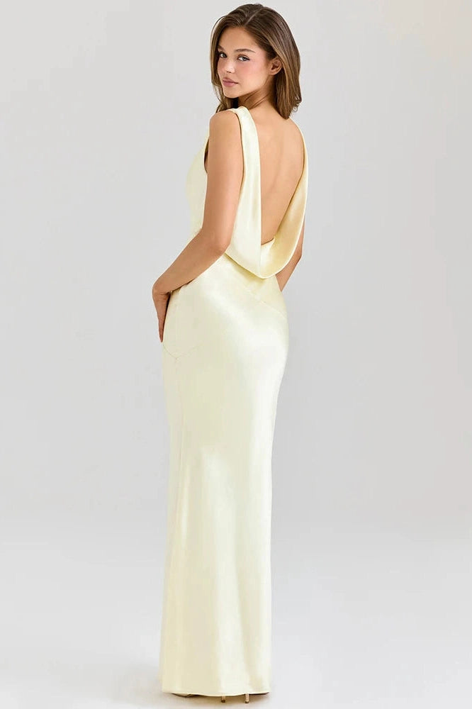 Glorol - Elegant Backless Sleeveless High Waist Maxi Dress