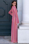Glorol - Hollow Out V-Neck Long Sleeve Lace Patchwork Maxi Dress
