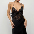Glorol - Hollow Out Lace High Waist Backless Maxi Dress