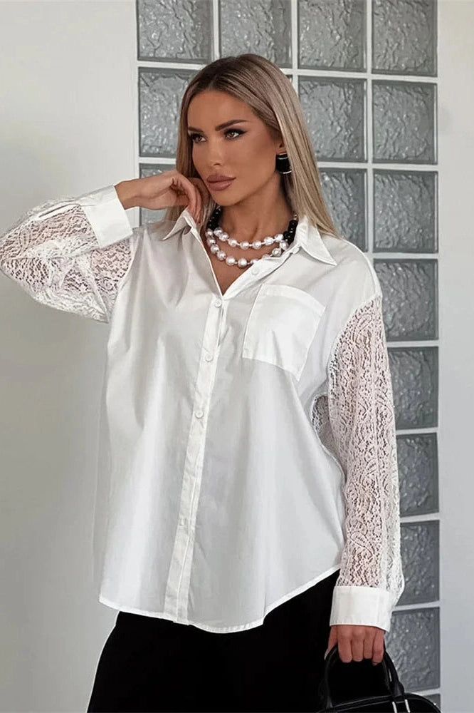 Glorol - Hollow Out Lace Printed Backless Top