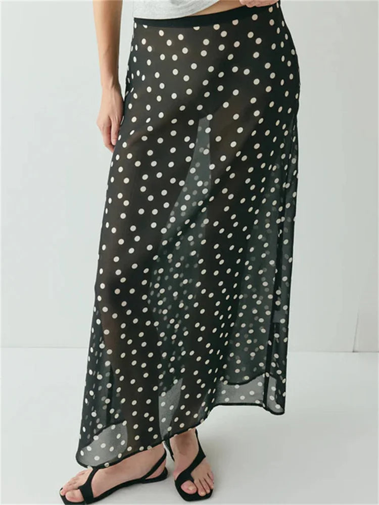 Glorol - High Waist See-Through Patchwork Skirt