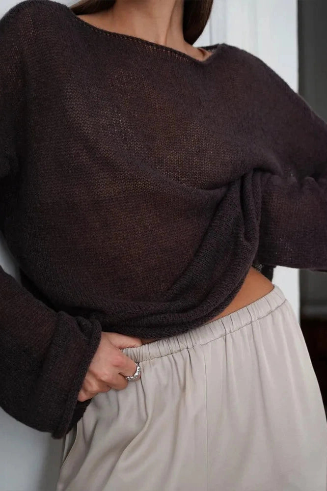 Glorol - Round Neck Loose Long Sleeve Top