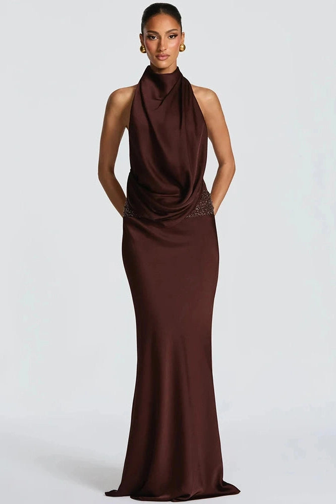 Glorol - Backless Off-Shoulder Sleeveless Bodycon Maxi Dress