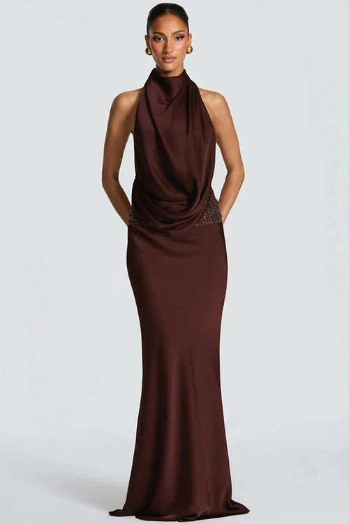 Glorol - Backless Off-Shoulder Sleeveless Bodycon Maxi Dress