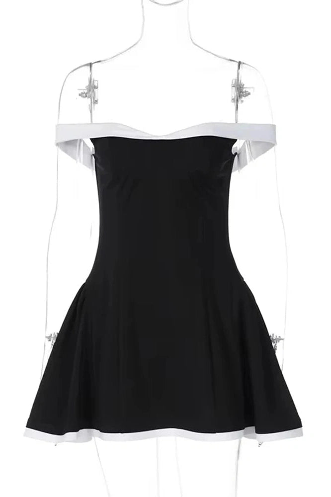 Glorol - Elegant Slim Backless Off-Shoulder Mini Dress