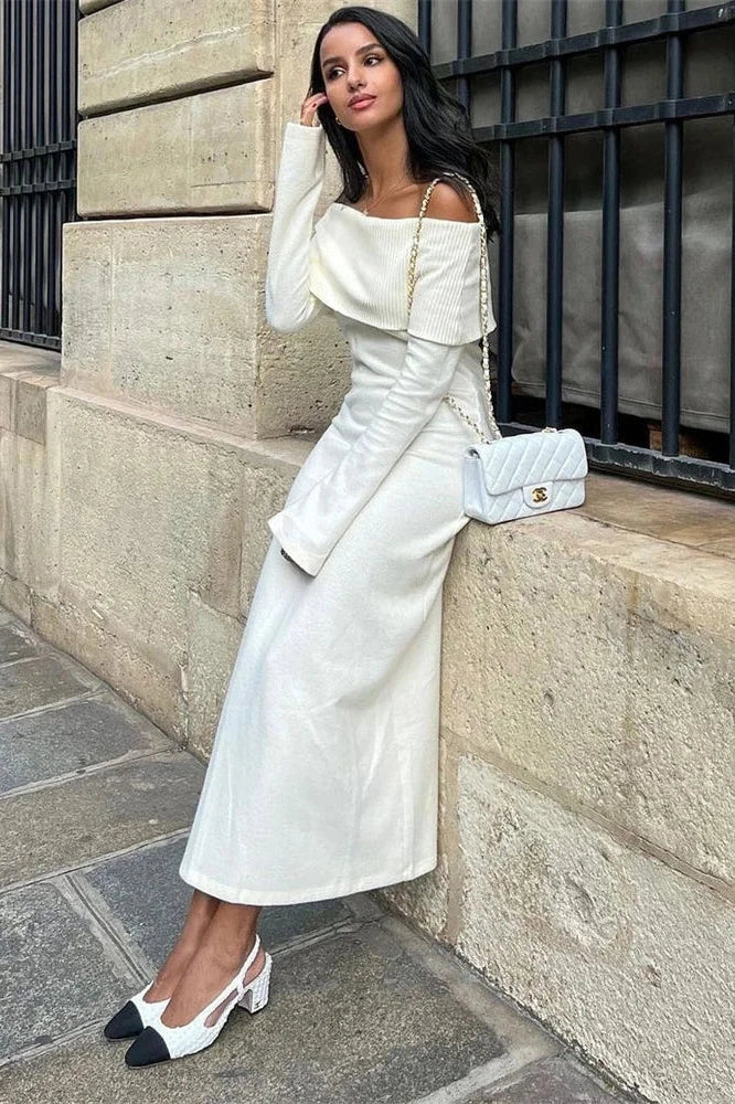 Off-Shoulder High Waist Maxi Dress