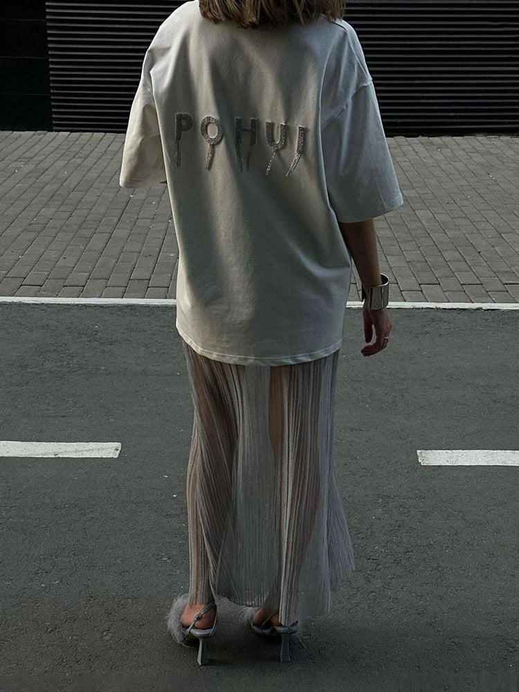 Glorol - High Waist See Through Hollow Out Skirt