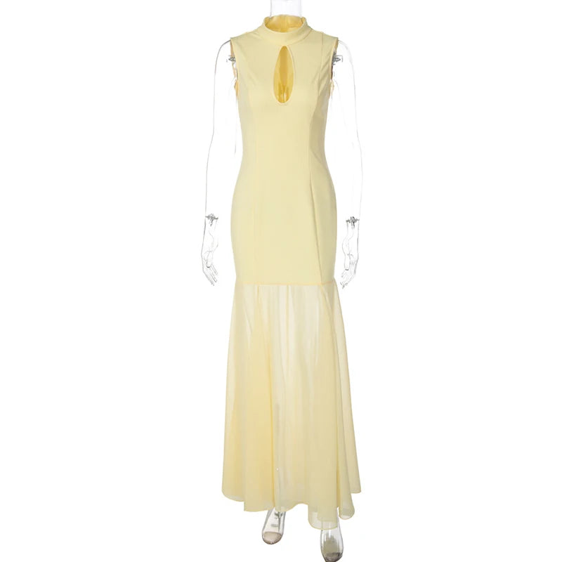 Glorol - Hollow Out Sleeveless Slim Maxi Dress