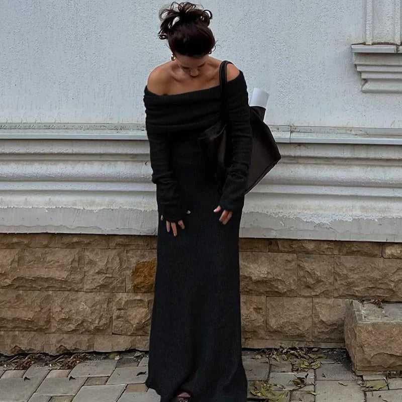 Glorol - Elegant Off Shoulder Backless Maxi Dress