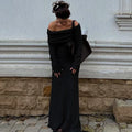 Glorol - Elegant Off Shoulder Backless Maxi Dress
