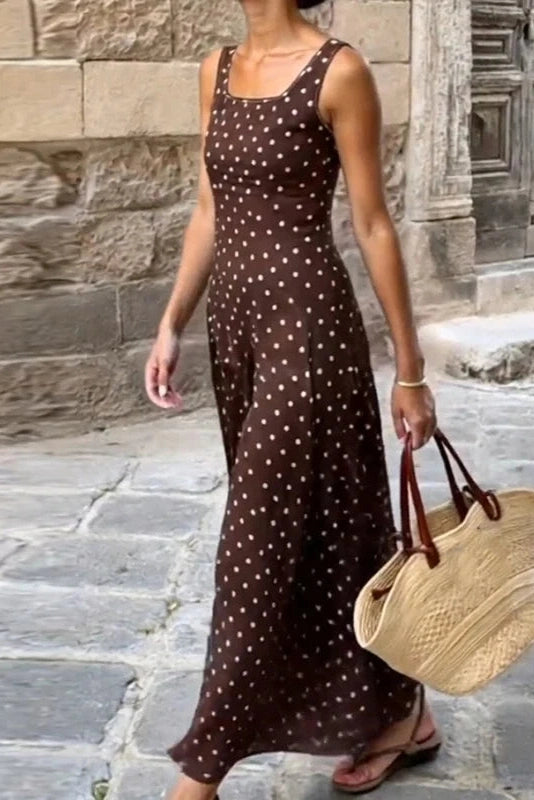 Glorol - Elegant U-Collar Sleeveless Slim Backless High Waist Maxi Dress