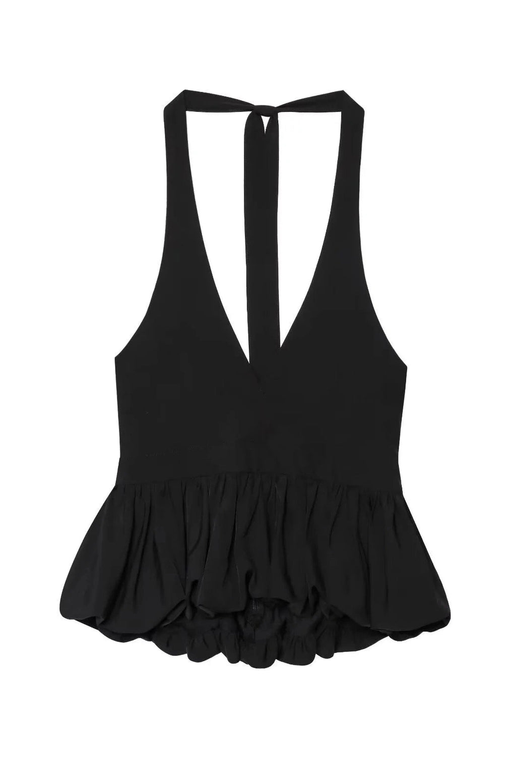 Glorol - Backless Lace-Up V-Neck Top