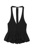 Glorol - Backless Lace-Up V-Neck Top