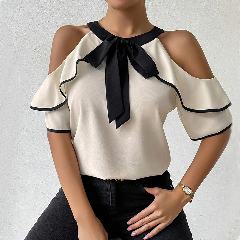 Glorol - Double Layer Short Sleeve Slim-Fit Top
