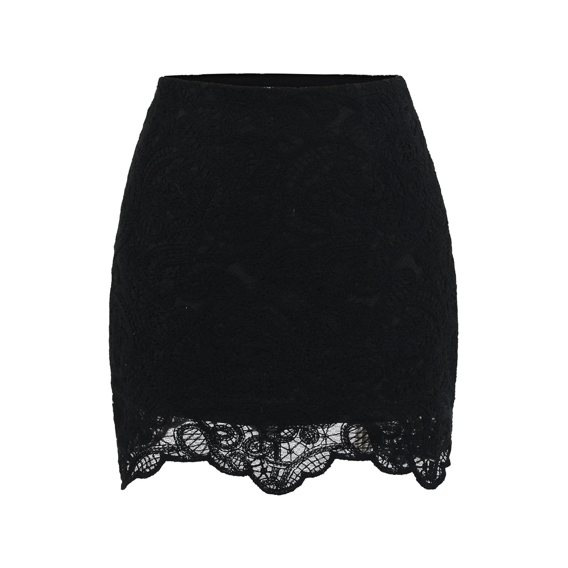 Glorol - High Waist A-Line Lace Hollow Out Skirt