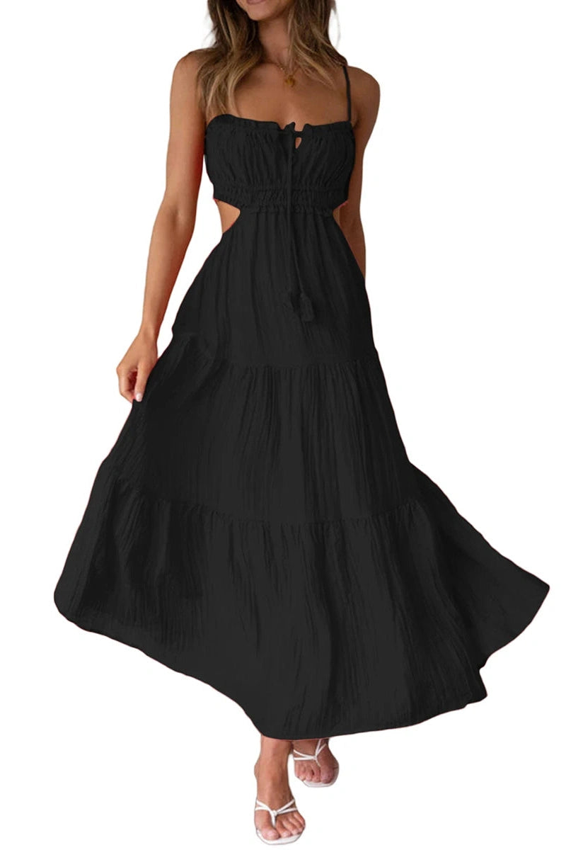 Glorol - Elegant Sleeveless High Waist Midi Dress
