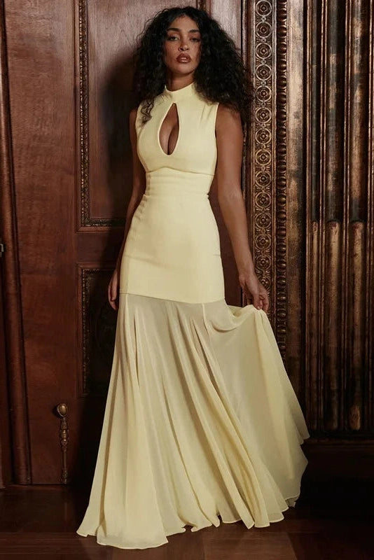 Glorol - Elegant Sleeveless Patchwork Maxi Dress