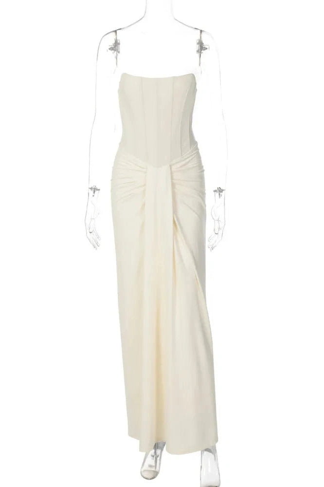 Glorol - Off-Shoulder Strapless Sleeveless Backless Bodycon Maxi Dress