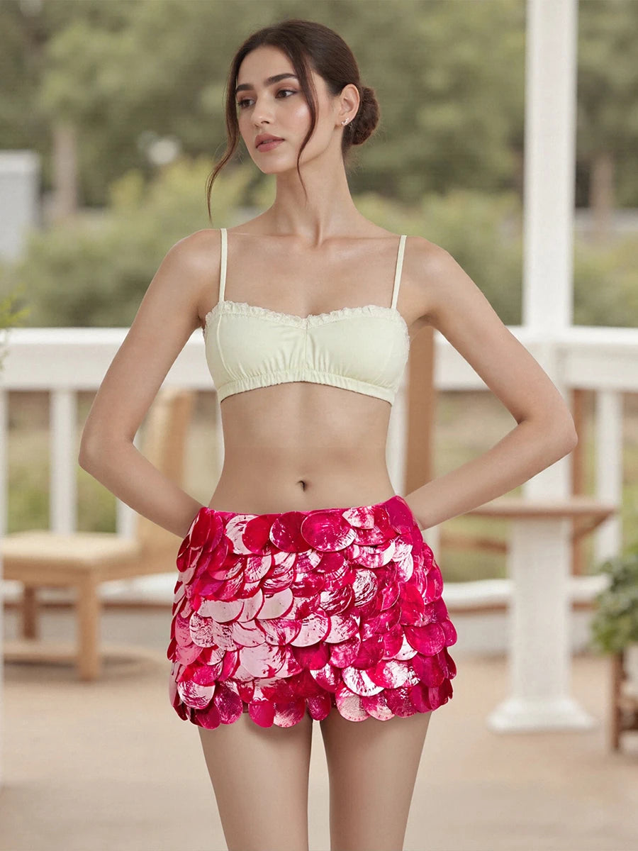 Glorol - Low Rise Sequins Bodycon Skirt
