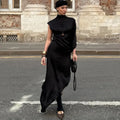 Glorol - One Shoulder Sleeve Loose Irregular Maxi Dress