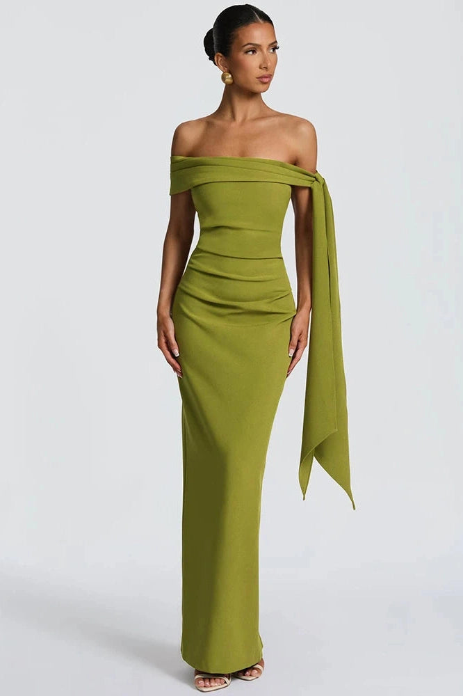 Glorol - Off-Shoulder Strapless Sleeveless Backless Bodycon Maxi Dress