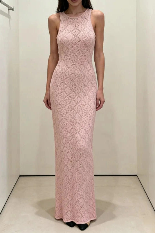 Glorol - Hollow Out Sleeveless High Waist Maxi Dress