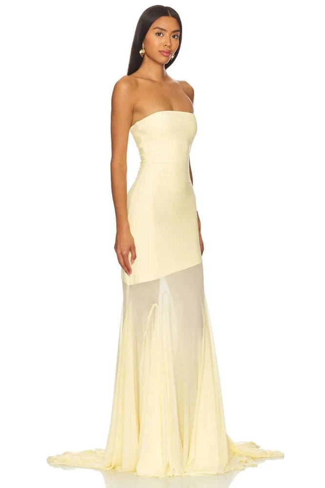 Glorol - Off-Shoulder Strapless Sleeveless Backless Bodycon Maxi Dress