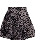 Glorol - High Waist Leopard Printed Patchwork Skirt