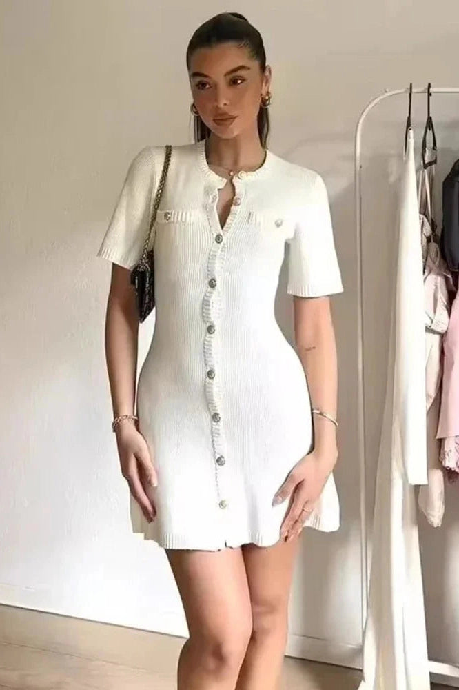 Glorol - Elegant Knitted Slim Mini Dress