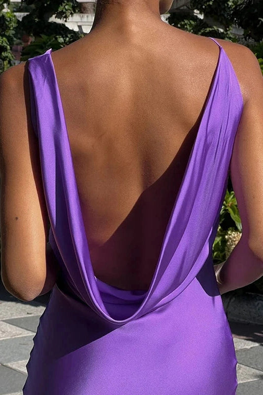 Glorol - Hollow Out High Waist V-Neck Backless Slim Maxi Dress