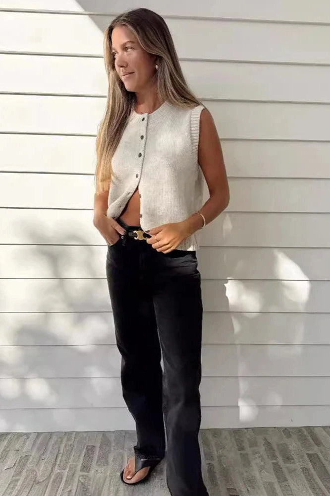 Glorol - Single-Breasted Sleeveless Top