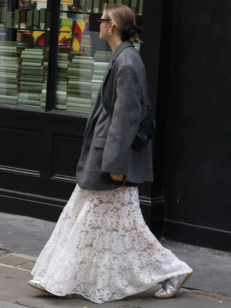 Glorol - Lace High Waist See Through Skirt