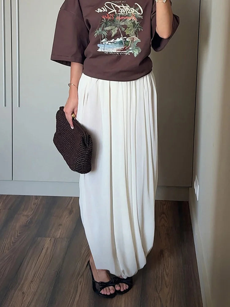 Glorol - High Waist Pleated Patchwork Skirt