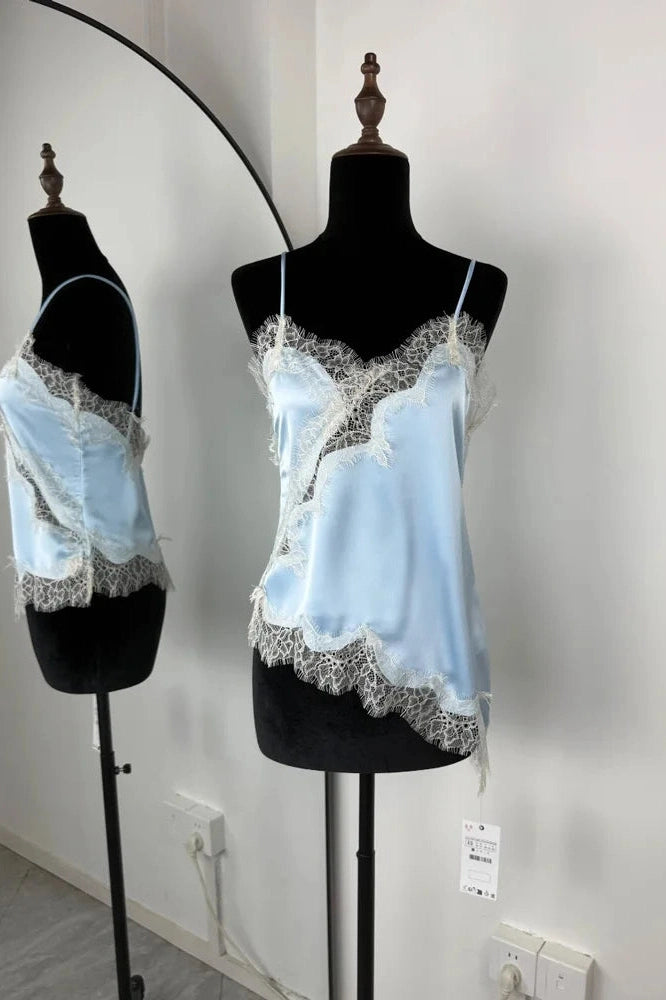Glorol - Lace Backless Patchwork V-Neck Slim Bodycon Mini Dress