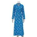 Glorol - Printed V Neck Long Sleeve A-Line Maxi Dress