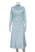 Glorol - Printed Long Sleeve High Waist Slim Midi Dress