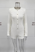 Glorol - Long Sleeve High Waist Wrap Bodycon Jumpsuit