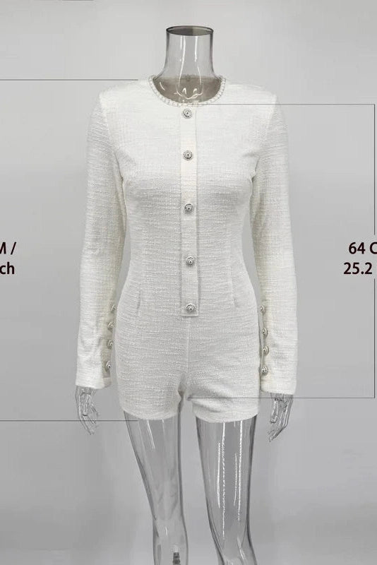 Glorol - Long Sleeve High Waist Wrap Bodycon Jumpsuit