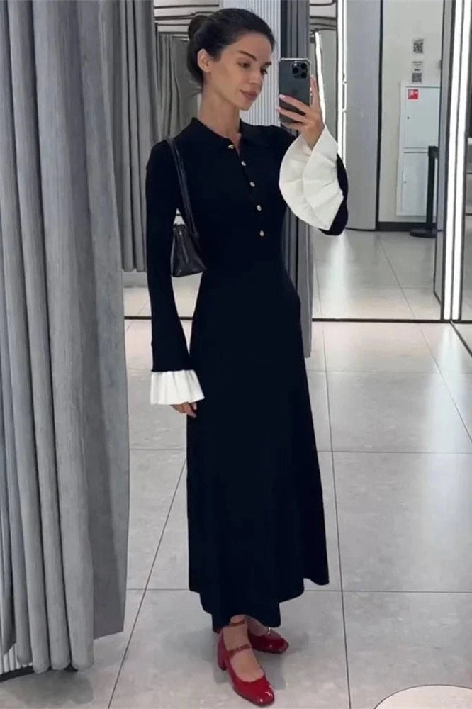 Glorol - Elegant Patchwork Slim Maxi Dress
