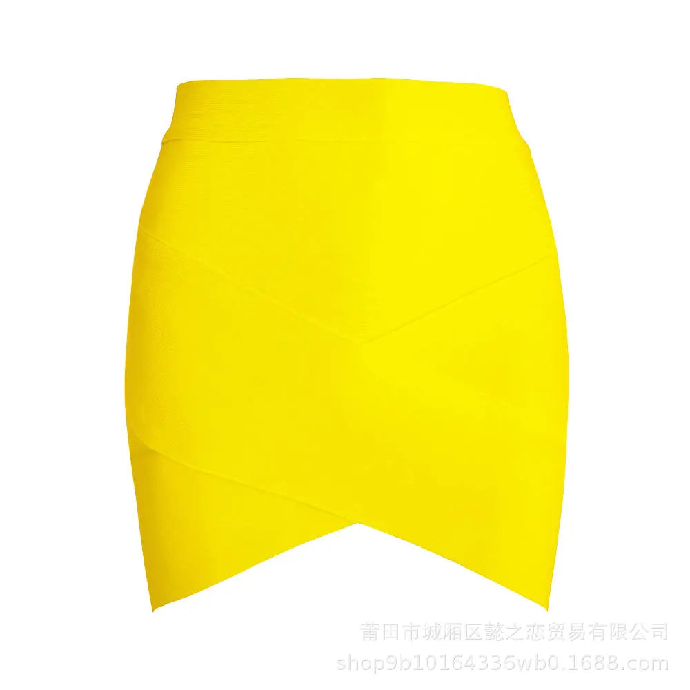Glorol - High Waist Slit Bandage Hip Wrap Skirt