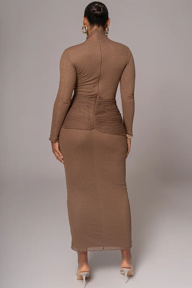 Glorol - Elegant Long Sleeve Bodycon Maxi Dress