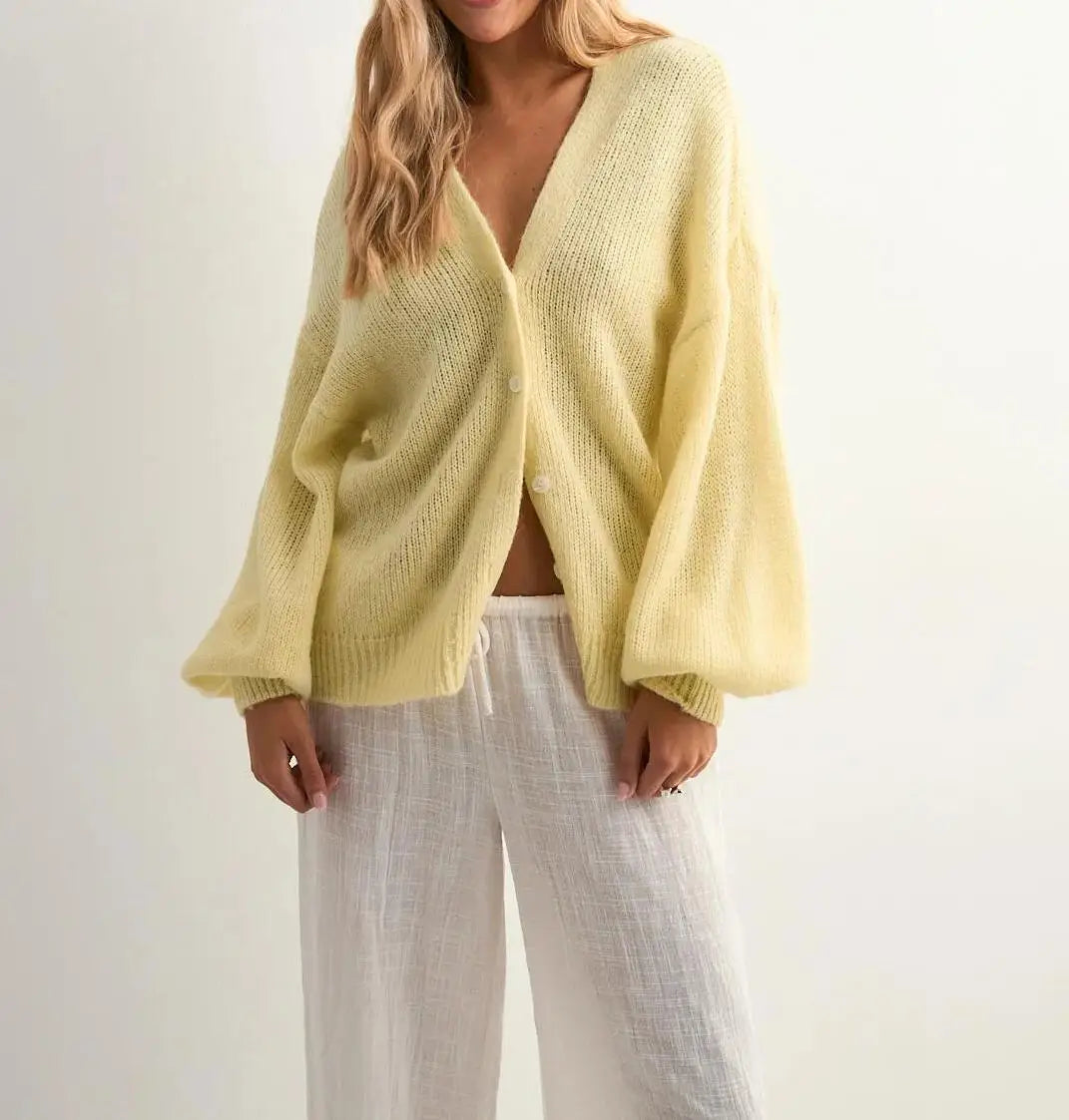 Glorol - Slim Button Patchwork Long Sleeve Top