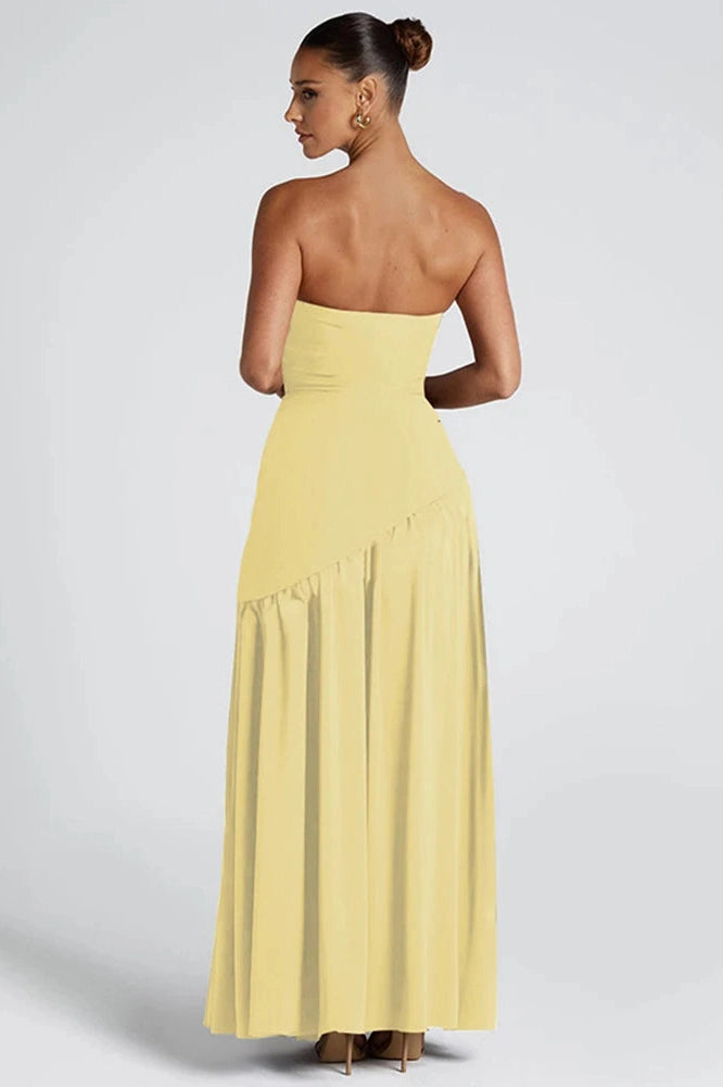 Glorol - Elegant Backless Strapless Bodycon Maxi Dress