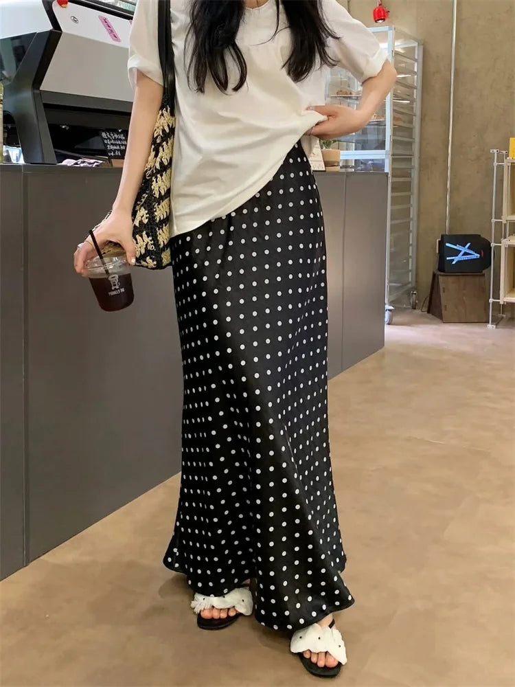 Glorol - High Waist Polka Dot Printed Skirt