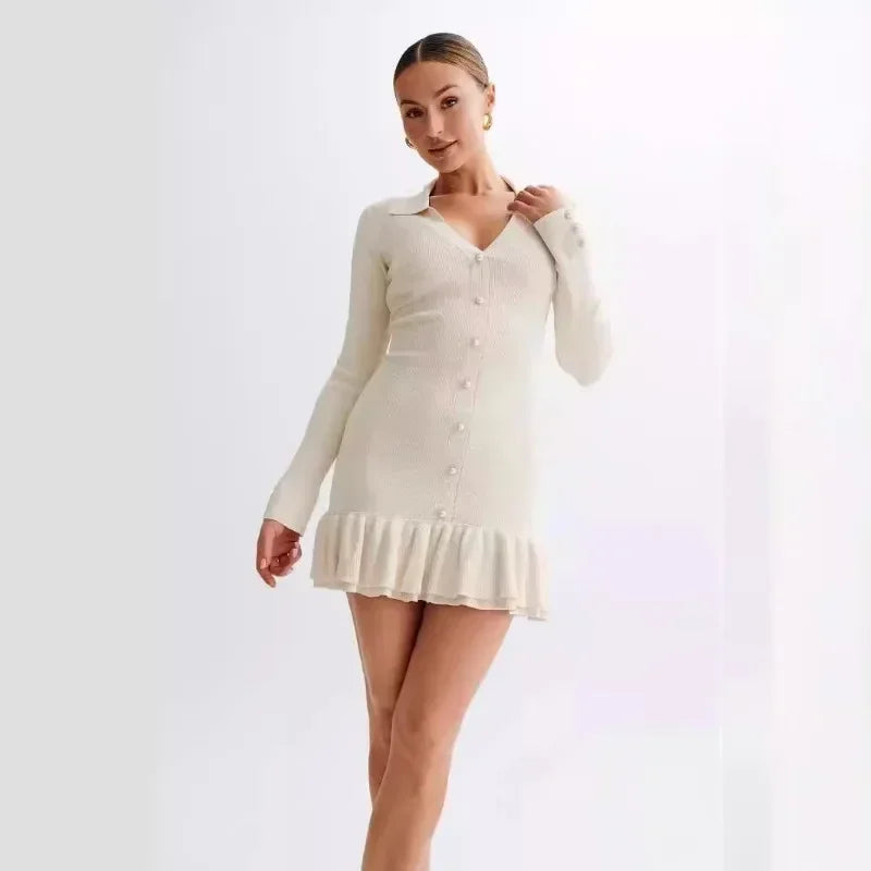 Glorol - Elegant Backless Lace-Up Mini Dress