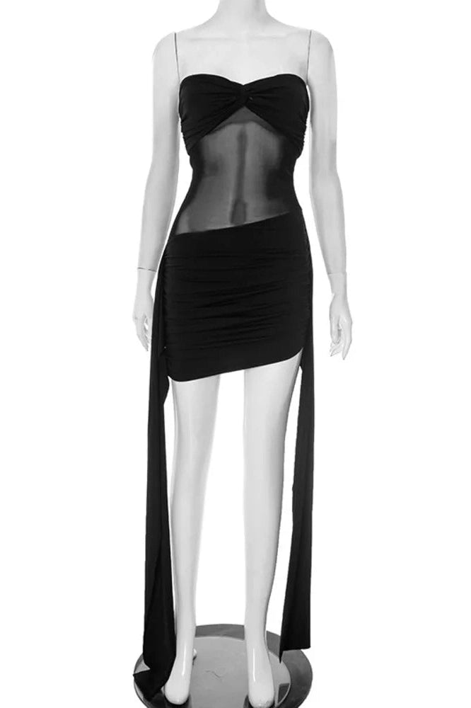 Glorol - Off-Shoulder Strapless Sleeveless Backless Mini Dress