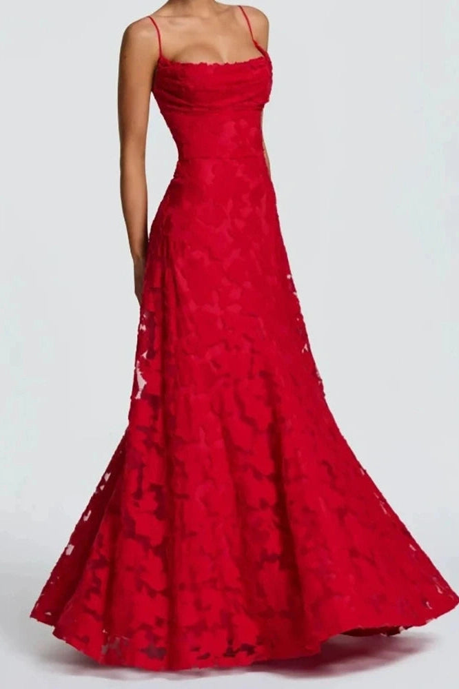 Glorol - Hollow Out Sleeveless Pleat Backless Lace Up Maxi Dress